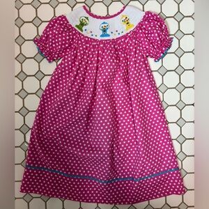 Barefoot Pink Polka Dot Smocked Girls' Dress size 3